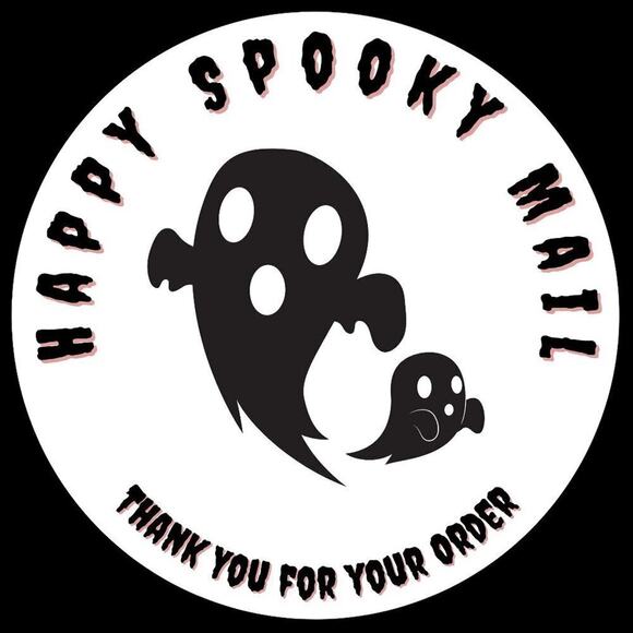 Handmade Halloween Spooky Ghost 50 Pack Of Thank You Stickers - Picture 1 of 6